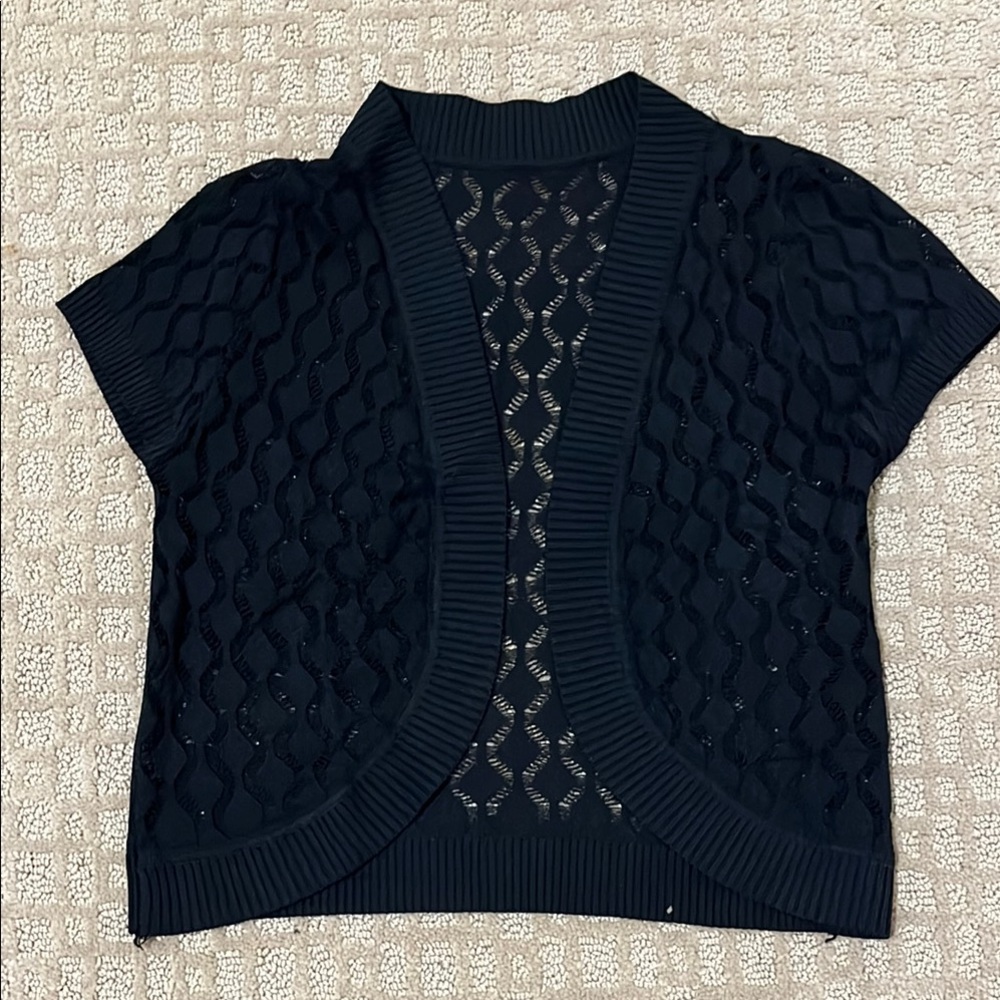 Black Bolero Open-Front Knit Sweater